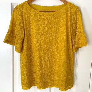 Loft Floral Lace Bell Sleeve Top